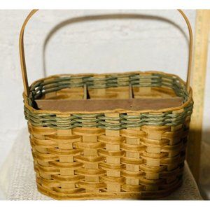 Amish Woven Apple Creek Utensil Basket with Handle Hand Made Hard Bottom Berlin